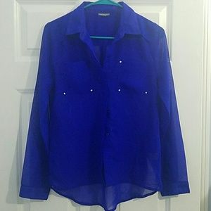 Sheer High Low Button Up